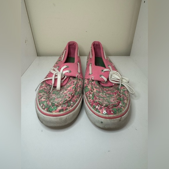 Sperry Shoes women’s size 7.5 Sequin Floral Pink Green - Picture 2 of 7